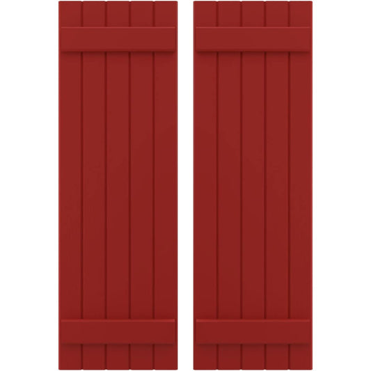 Ekena Millwork 17.5-in W x 39-in H Fire Red Paintable/Stainable Board and batten Spaced with z-bar Wood Exterior Shutters ( 2 -Pack )
