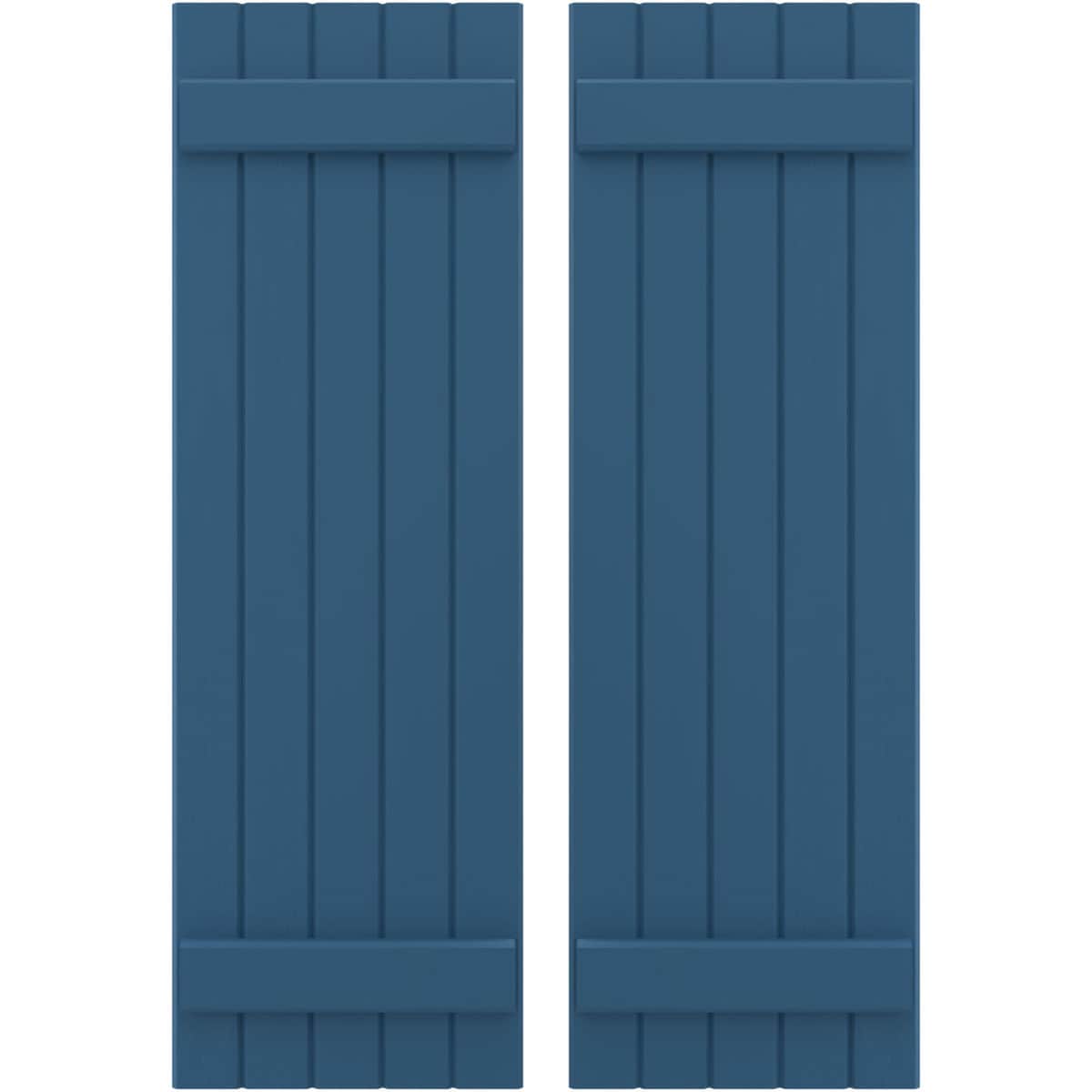 Ekena Millwork 17.5-in W x 80-in H Sojourn Blue Paintable/Stainable Board and batten Wood Exterior Shutters ( 2 -Pack )