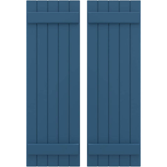 Ekena Millwork 17.5-in W x 80-in H Sojourn Blue Paintable/Stainable Board and batten Wood Exterior Shutters ( 2 -Pack )