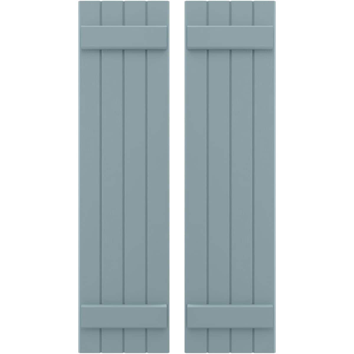 Ekena Millwork 14-in W x 57-in H Peaceful Blue Paintable/Stainable Board and batten Z-bar Wood Exterior Shutters ( 2 -Pack )