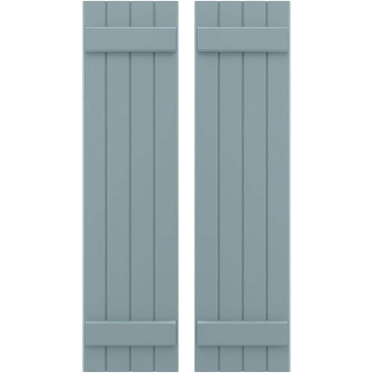 Ekena Millwork 14-in W x 72-in H Peaceful Blue Paintable/Stainable Board and batten Z-bar Wood Exterior Shutters ( 2 -Pack )
