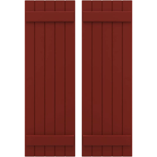 Ekena Millwork 17.5-in W x 52.0-in H Pepper Red Paintable/Stainable Board and batten Spaced Wood Exterior Shutters ( 2 -Pack )
