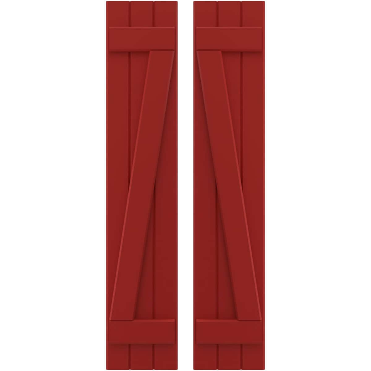 Ekena Millwork 10.5-in W x 80-in H Fire Red Paintable/Stainable Board and batten Framed Wood Exterior Shutters ( 2 -Pack )