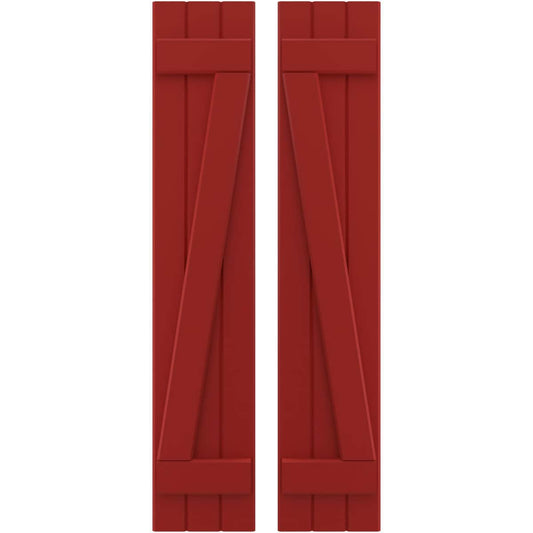 Ekena Millwork 10.5-in W x 80-in H Fire Red Paintable/Stainable Board and batten Framed Wood Exterior Shutters ( 2 -Pack )