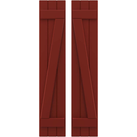 Ekena Millwork 10.5-in W x 74-in H Pepper Red Paintable/Stainable Board and batten Wood Exterior Shutters ( 2 -Pack )
