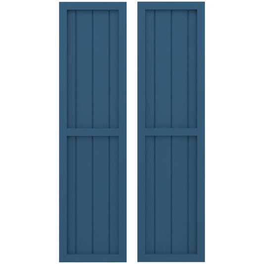 Ekena Millwork 14-in W x 76-in H Sojourn Blue Paintable/Stainable Board and batten Z-bar Wood Exterior Shutters ( 2 -Pack )