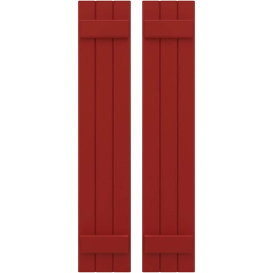 Ekena Millwork 10.5-in W x 73-in H Fire Red Paintable/Stainable Board and batten Wood Exterior Shutters ( 2 -Pack )