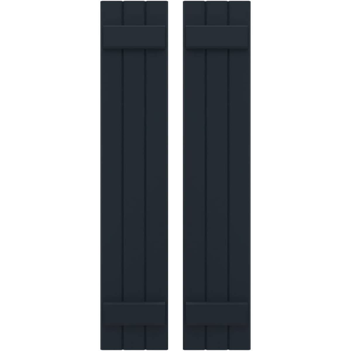 Ekena Millwork 10.5-in W x 79-in H Starless Night Blue Paintable/Stainable Board and batten Z-bar Wood Exterior Shutters ( 2 -Pack )