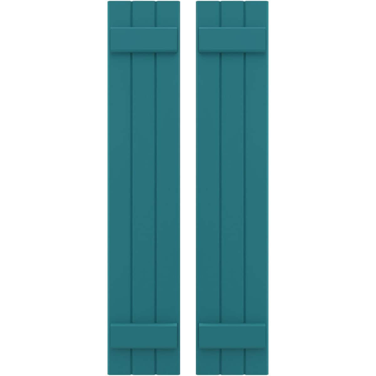 Ekena Millwork 10.5-in W x 63-in H Antigua Paintable/Stainable Board and batten Spaced with z-bar Wood Exterior Shutters ( 2 -Pack )