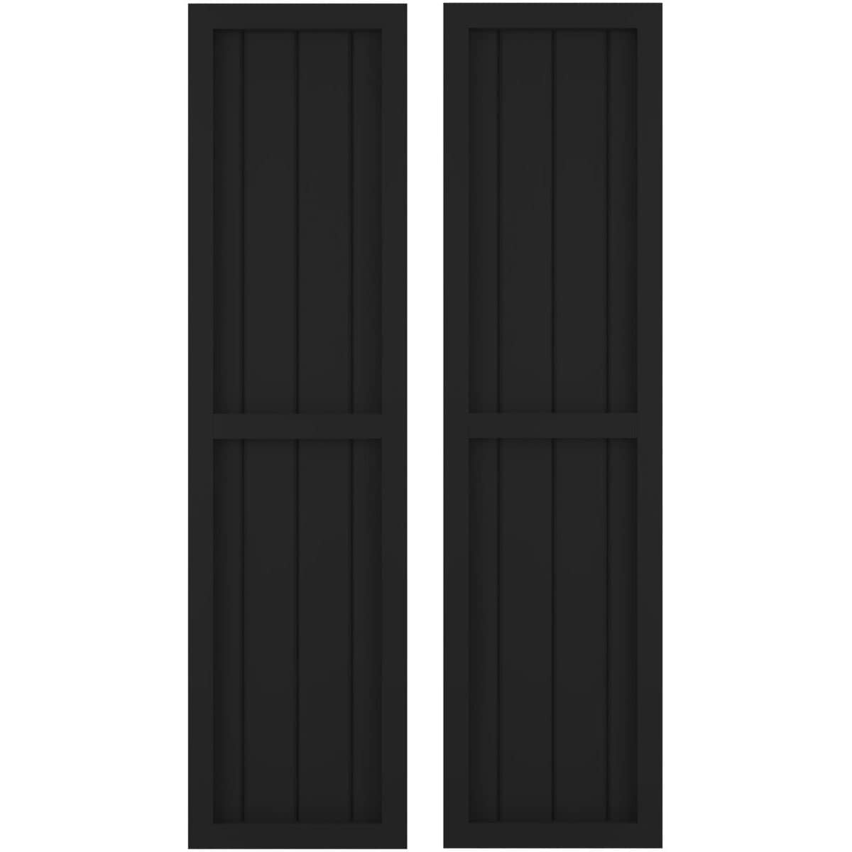 Ekena Millwork 14-in W x 69-in H Black Paintable/Stainable Board and batten Z-bar Wood Exterior Shutters ( 2 -Pack )