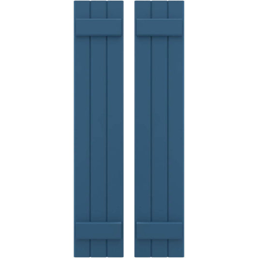 Ekena Millwork 10.5-in W x 75-in H Sojourn Blue Paintable/Stainable Board and batten Wood Exterior Shutters ( 2 -Pack )