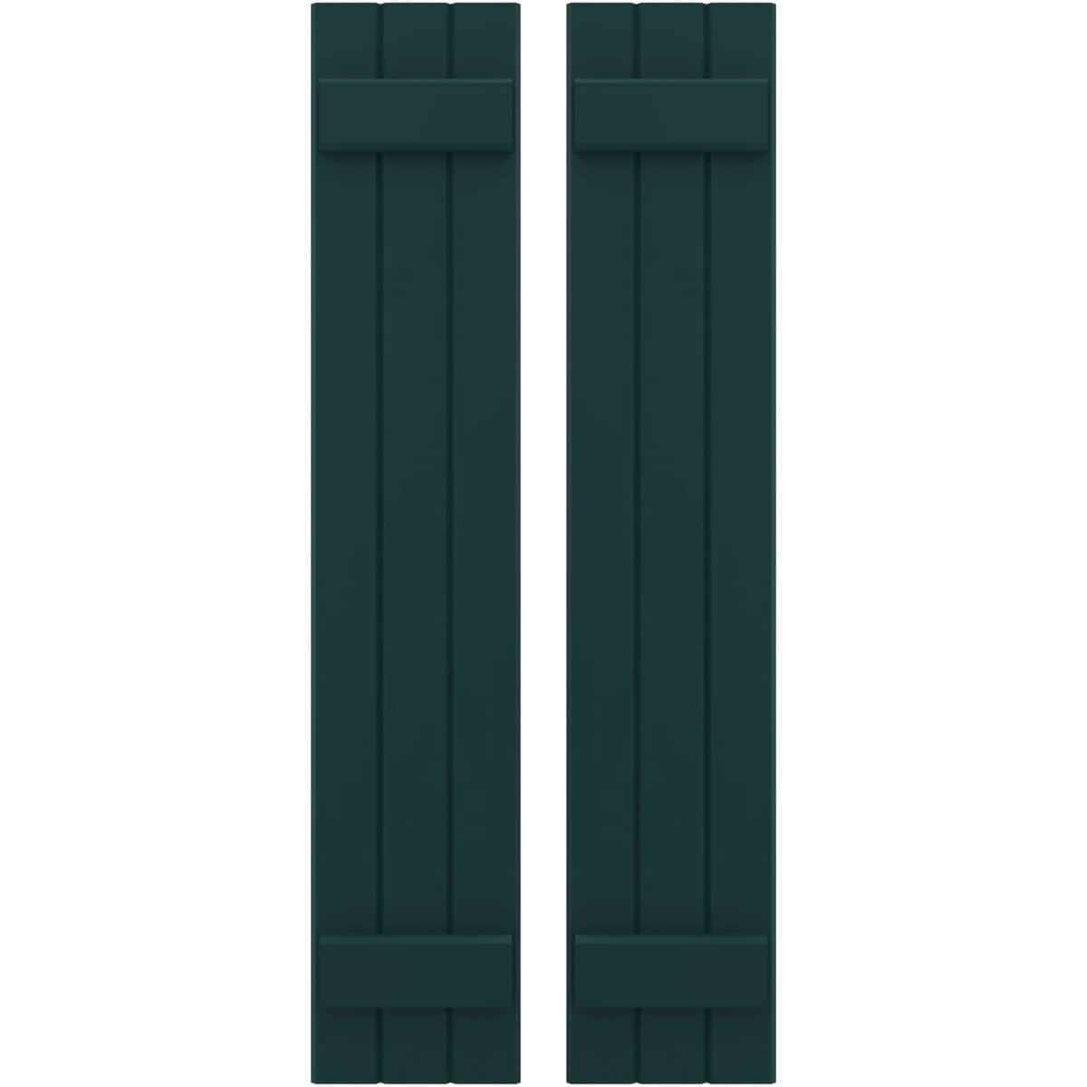 Ekena Millwork 10.5-in W x 74-in H Thermal Green Paintable/Stainable Board and batten Wood Exterior Shutters ( 2 -Pack )