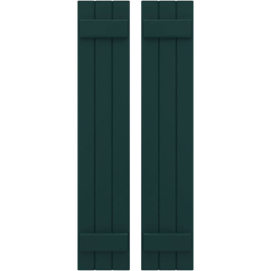Ekena Millwork 10.5-in W x 74-in H Thermal Green Paintable/Stainable Board and batten Wood Exterior Shutters ( 2 -Pack )