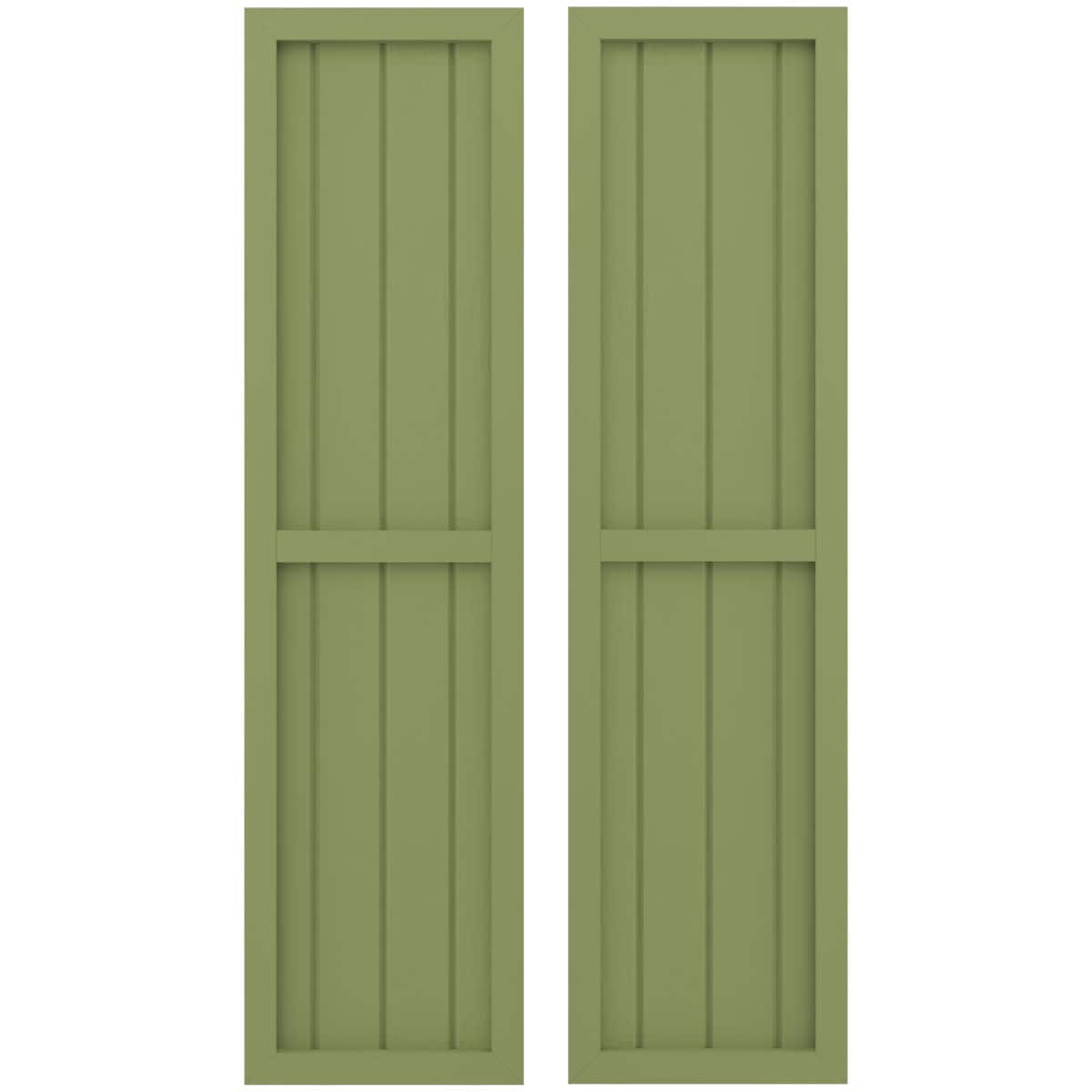 Ekena Millwork 14-in W x 69-in H Moss Green Paintable/Stainable Board and batten Z-bar Wood Exterior Shutters ( 2 -Pack )