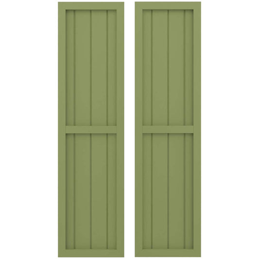 Ekena Millwork 14-in W x 69-in H Moss Green Paintable/Stainable Board and batten Z-bar Wood Exterior Shutters ( 2 -Pack )