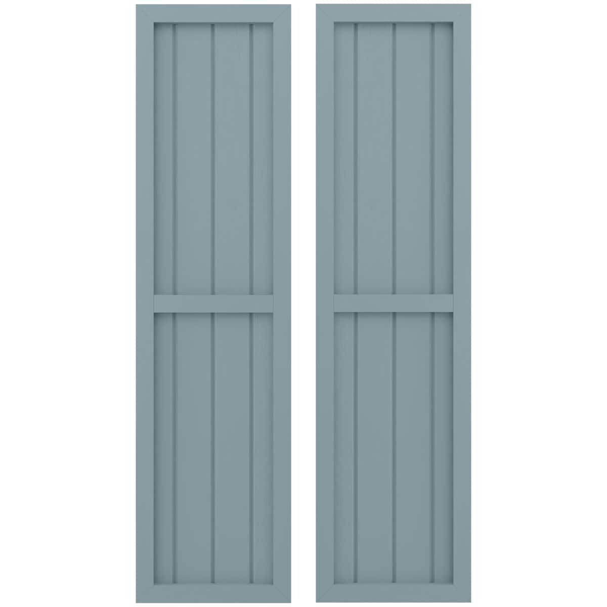Ekena Millwork 14-in W x 82-in H Peaceful Blue Paintable/Stainable Board and batten Spaced with z-bar Wood Exterior Shutters ( 2 -Pack )