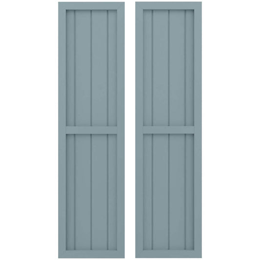 Ekena Millwork 14-in W x 74-in H Peaceful Blue Paintable/Stainable Board and batten Wood Exterior Shutters ( 2 -Pack )