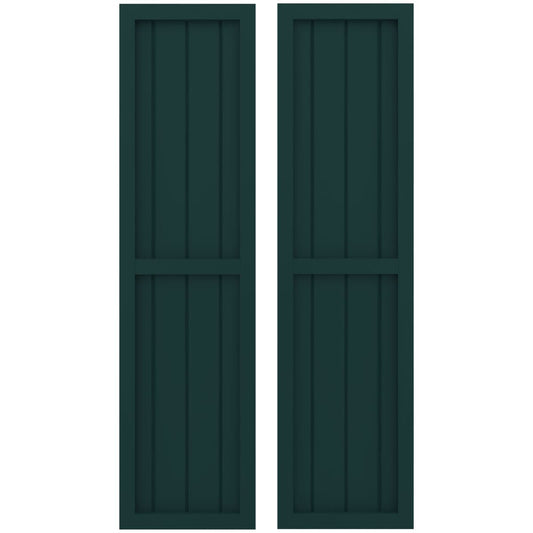 Ekena Millwork 14-in W x 64-in H Thermal Green Paintable/Stainable Board and batten Spaced Wood Exterior Shutters ( 2 -Pack )