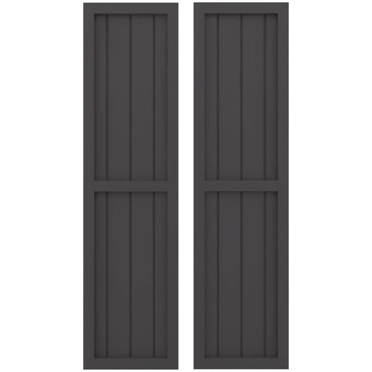 Ekena Millwork 14-in W x 83-in H Shadow Mountain Paintable/Stainable Board and batten Z-bar Wood Exterior Shutters ( 2 -Pack )