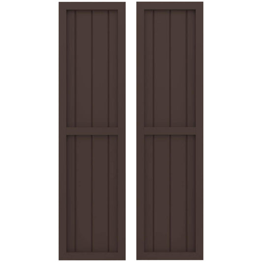 Ekena Millwork 14-in W x 64-in H Raisin Brown Paintable/Stainable Board and batten Spaced with z-bar Wood Exterior Shutters ( 2 -Pack )