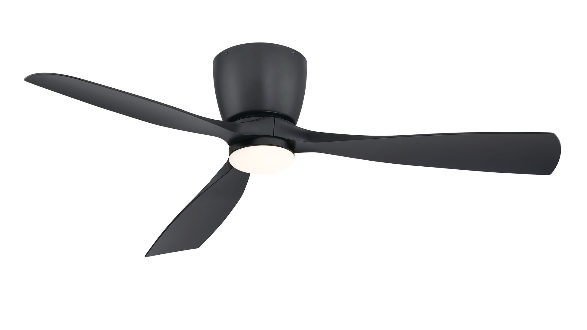 Fanimation Klinch 52-in Integrated LED Outdoor Flush Mount Black with Black Blades Propeller Ceiling Fan With Light - Remote Included ( 3 -Blade ) 5326249