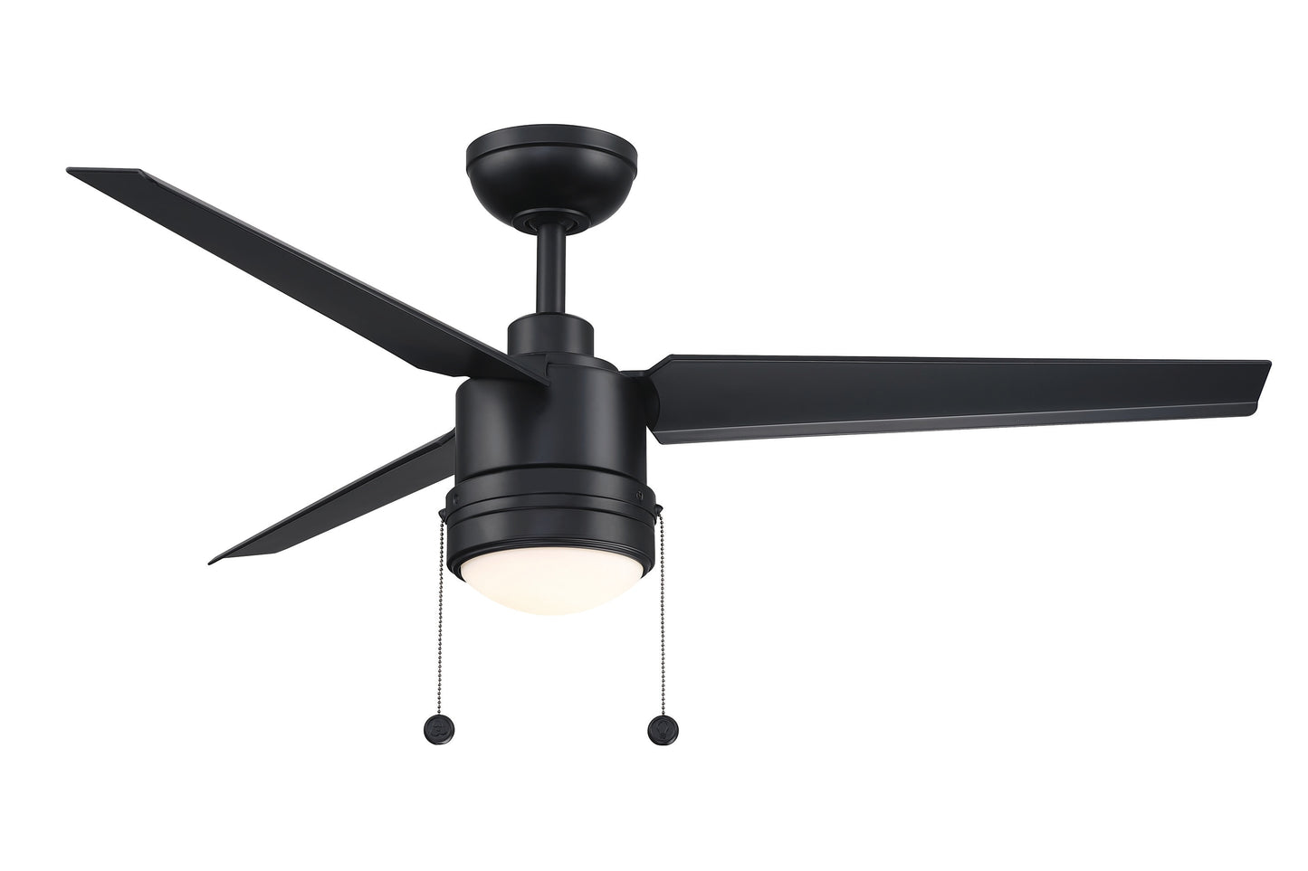 Fanimation PC/DC 52-in Black with Black Blades Integrated LED Uncovered Outdoor Propeller Ceiling Fan With Light and Remote Included 3 -Blade