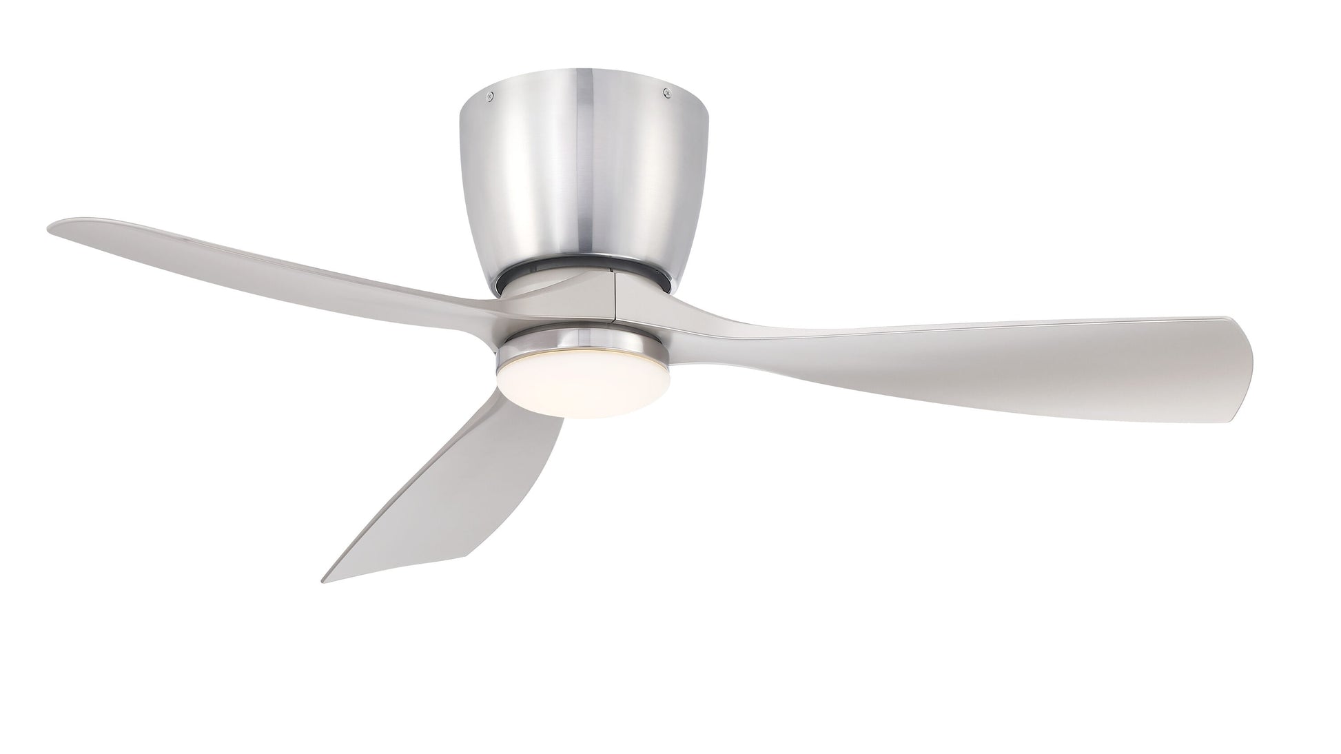 Fanimation Klinch 44-in Integrated LED Outdoor Flush Mount Brushed Nickel with Brushed Nickel Blades Propeller Ceiling Fan With Light - Remote Included ( 3 -Blade ) 5326244