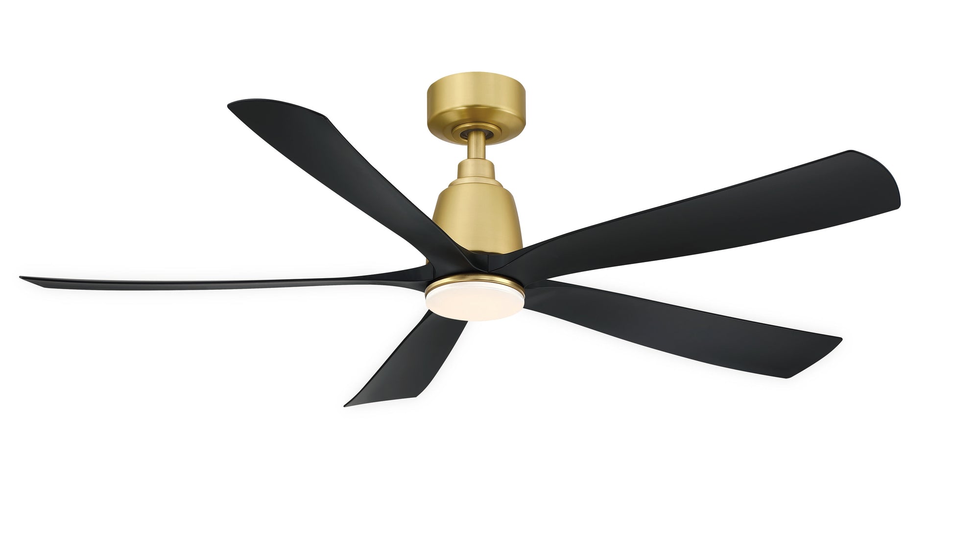 Fanimation Kute5 52-in Brushed Satin Brass with Black Blades Color-changing Integrated LED Indoor/Outdoor Smart Ceiling Fan with Light and Remote (5-Blade) FPD5534BSBL-LK