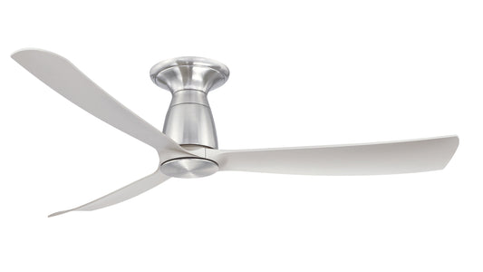 Fanimation Kute 52-in Brushed Nickel with Brushed Nickel Blades Covered Outdoor Flush Mount Smart Propeller Ceiling Fan Light Kit Compatible and Remote Included 3 -Blade