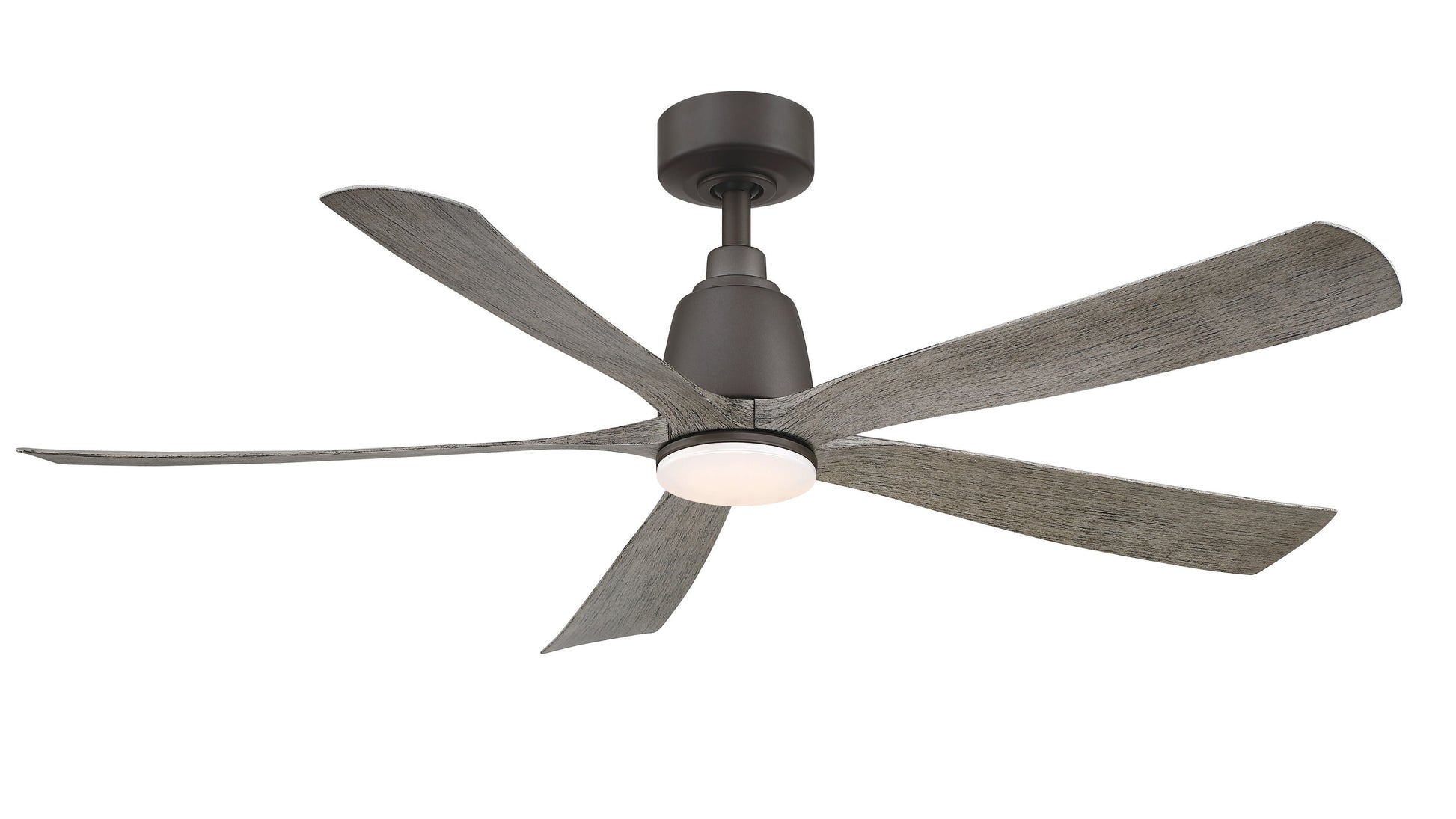 Fanimation Kute5 52-in Matte Greige with Weathered Wood Blades Color-changing Integrated LED Indoor/Outdoor Smart Ceiling Fan with Light and Remote (5-Blade) FPD5534GR-LK