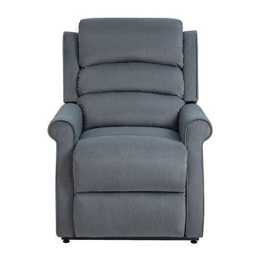 Clihome Blue Chenille Upholstered Powered Reclining Massage chair with Lift Assistance
