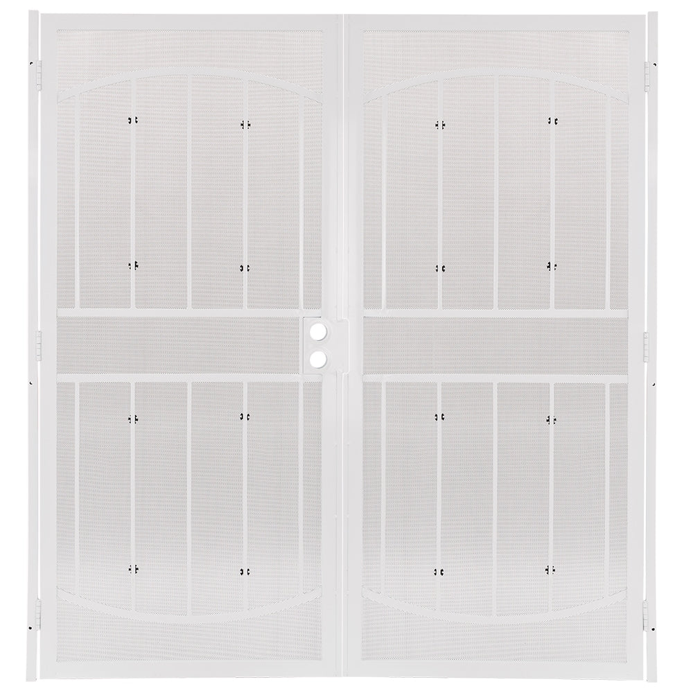 RELIABILT Gibraltar 64-in x 81-in White Steel Universal/Reversible Surface Mount Double Security Screen Door