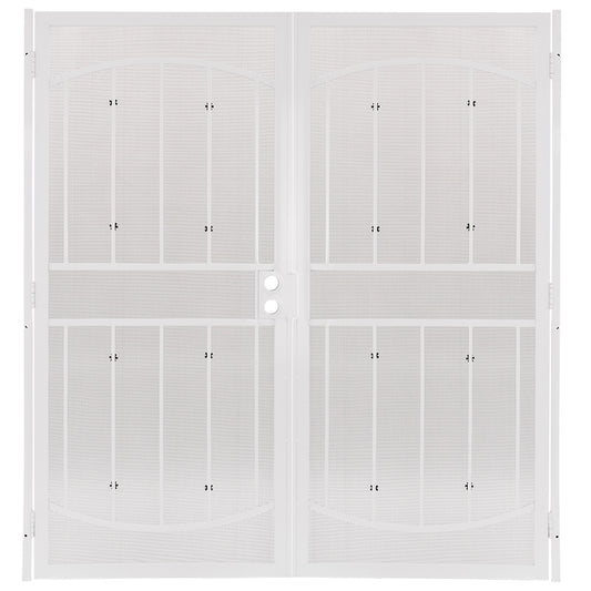 RELIABILT Gibraltar 64-in x 81-in White Steel Universal/Reversible Surface Mount Double Security Screen Door