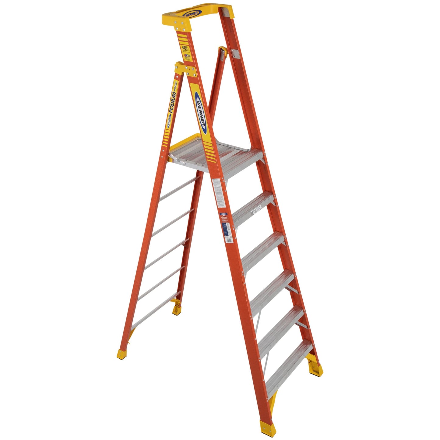 Werner PD6200 6-ft Fiberglass Type 1A-300-lb Load Capacity Platform Step Ladder PD6206
