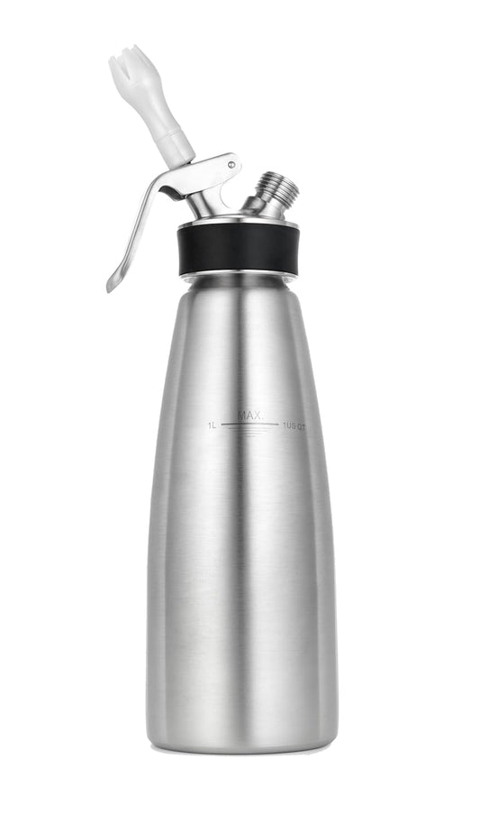 iSi North America Cream Profi Whip (1 Qt) - Stainless Steel Professional Whipped Cream Dispenser, Yields 5X for Cold Preparations, Dishwasher Safe, Essential Kitchen Gadgets for Coffee & Dessert