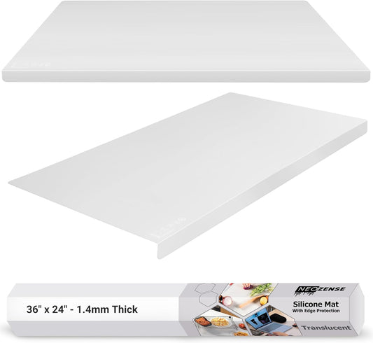 Extra Large Silicone Mats for Crafts with "Edge Protection" \u2013 Silicone Table Mat \u2013 Multipurpose Heat Resistant Silicone Mat \u2013 No Folds or Wrinkles \u2013 1.4mm Thick, 36"x24", Translucent