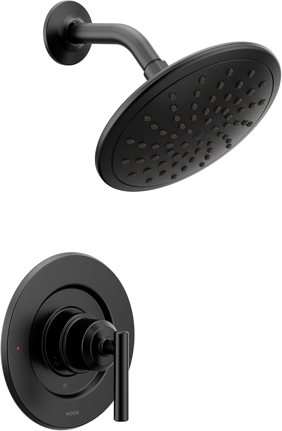Moen Gibson Matte Black Pressure Balancing Modern Shower Trim with Wide Eco-Performance Rain Showerhead and Lever Handle, Posi-Temp Valve Required, T3002EPBL