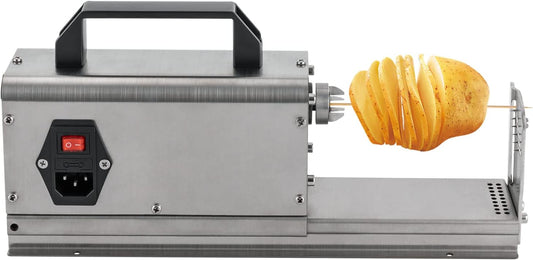 Electric Tornado Potato Slicer 3 in 1 Stainless Steel Potato Cutter Machine Curly Fries Cutting Machine Vegetables Chopper Spiral Twister Spiral Potato Chips Making Machine