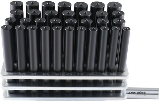 Accusize Industrial Tools 4-7\/8" 33pc transfer Punch Set, 1\/2" - 1" by 64ths, 0250-0033