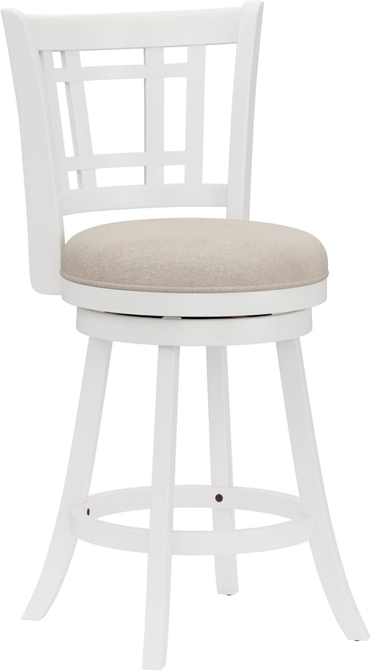 Hillsdale Fairfox Swivel Stool with Rectangular Lattice Back, Counter Height, White