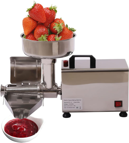DNYSYSJ 110V Commercial Electric Tomato Strainer Machine, 450W Tomato Milling Machine Stainless Steel Food Milling Press Machine, Tomato Press and Strainer 50 Kg/H Sauce Maker USA STOCK