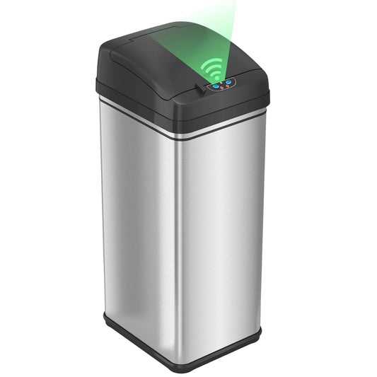 iTouchless 13 Gallon Smart Trash Can with Pet-Proof Lid \u2013 Motion Sensor Stainless Steel Bin with Odor Control for Kitchens, Offices & Garages
