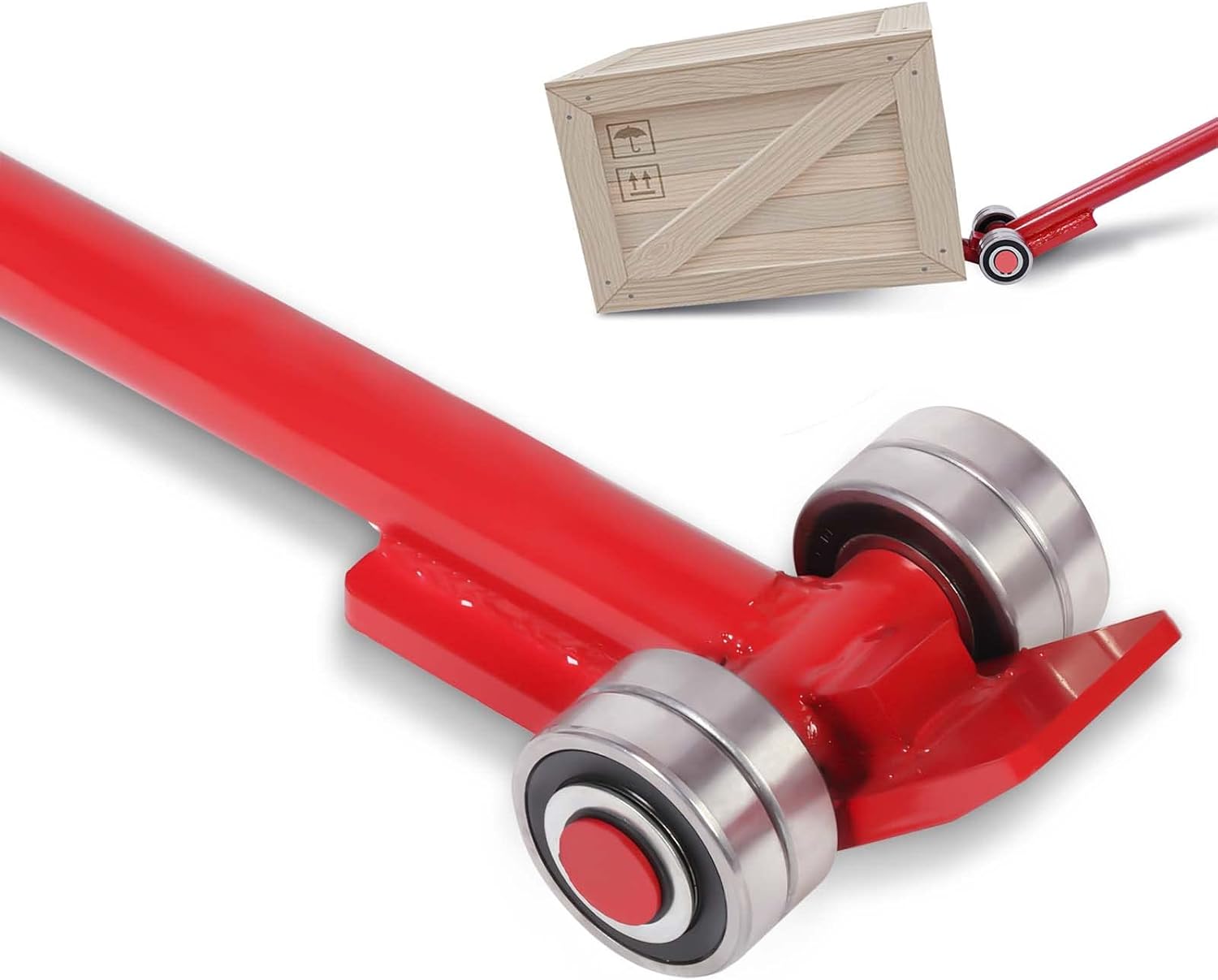 lesolar 5T Pry Bar Load 11000 Pounds Lifting and Handling Pry Bar Steel Pry Bar With Wheels With Bearings Pry Bar 5 Feet Long Handle