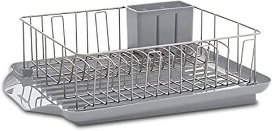 Farberware 3-Piece Large Capacity Dish Drying Rack Set with Drainboard and Utensil Holder, Rust-Resistant Kitchen Counter Dish Drainer
