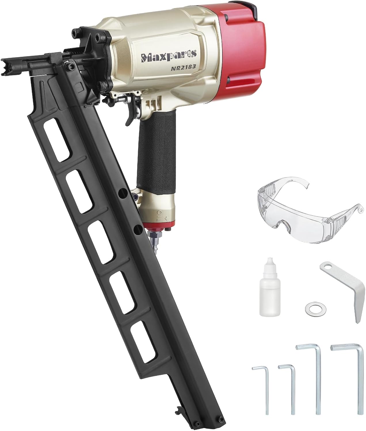 Maxparts Framing Nail Gun NR2183 Plastic Collated Full-Head Nails with Steel Magazine Pneumatic Tools for Housing Constructions