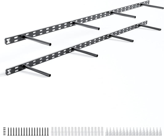 2pcs Floating Shelf Bracket Heavy Duty,Decorative Floating Shelf Hardware Hidden Black Metal Fireplace Mantel Brackets Without Jig (43"X8"X1.0" Without Tools)