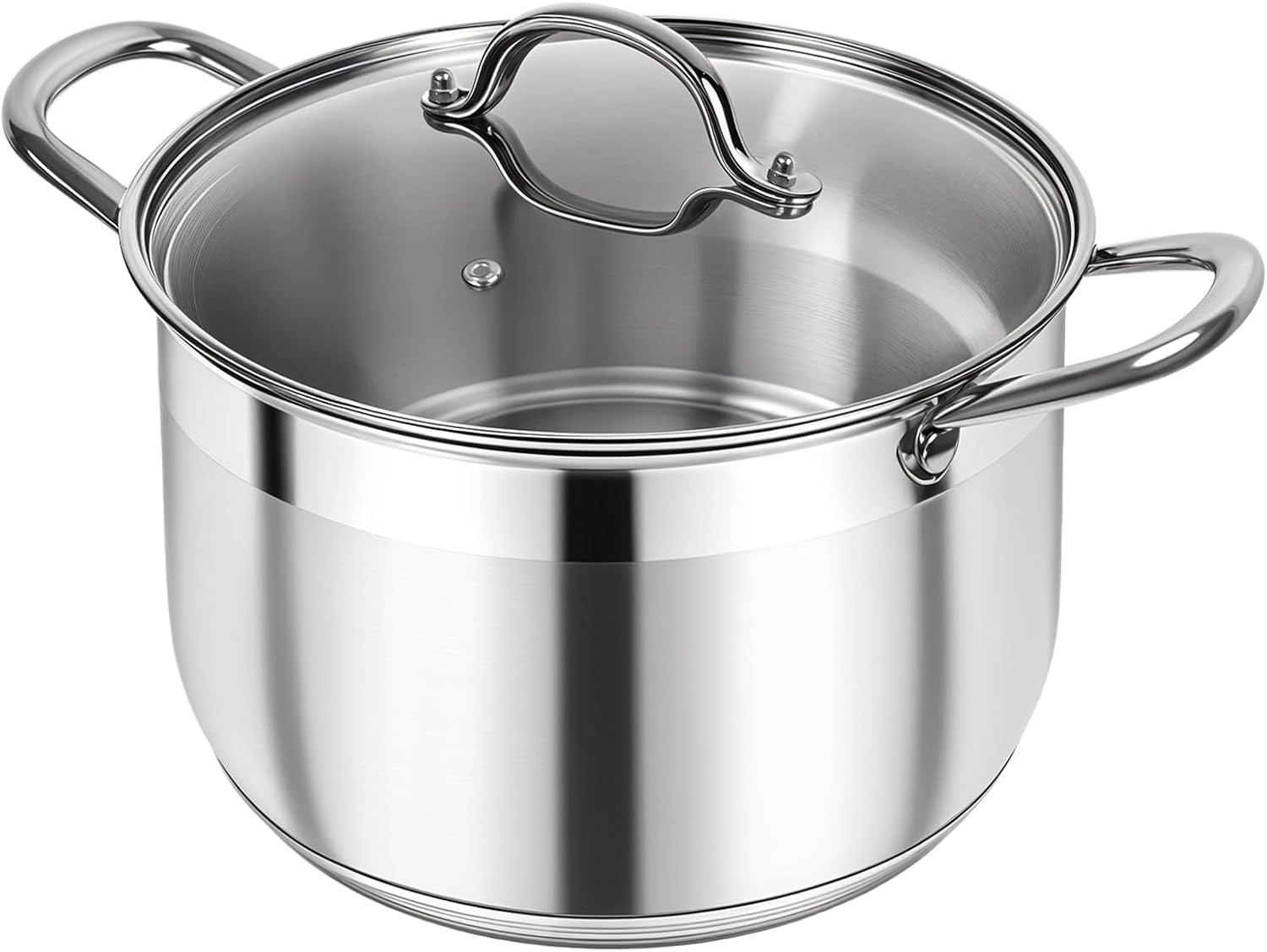 Kirecoo Stainless Steel Stock Pot - 12 Quart Heavy Duty Stock Cooking Pot with Visible Lid for Pasta, Soup, Spaghetti, Nonstick Thick Bottom Big Stockpot, Cookware for Canning, Boiling, Simmer