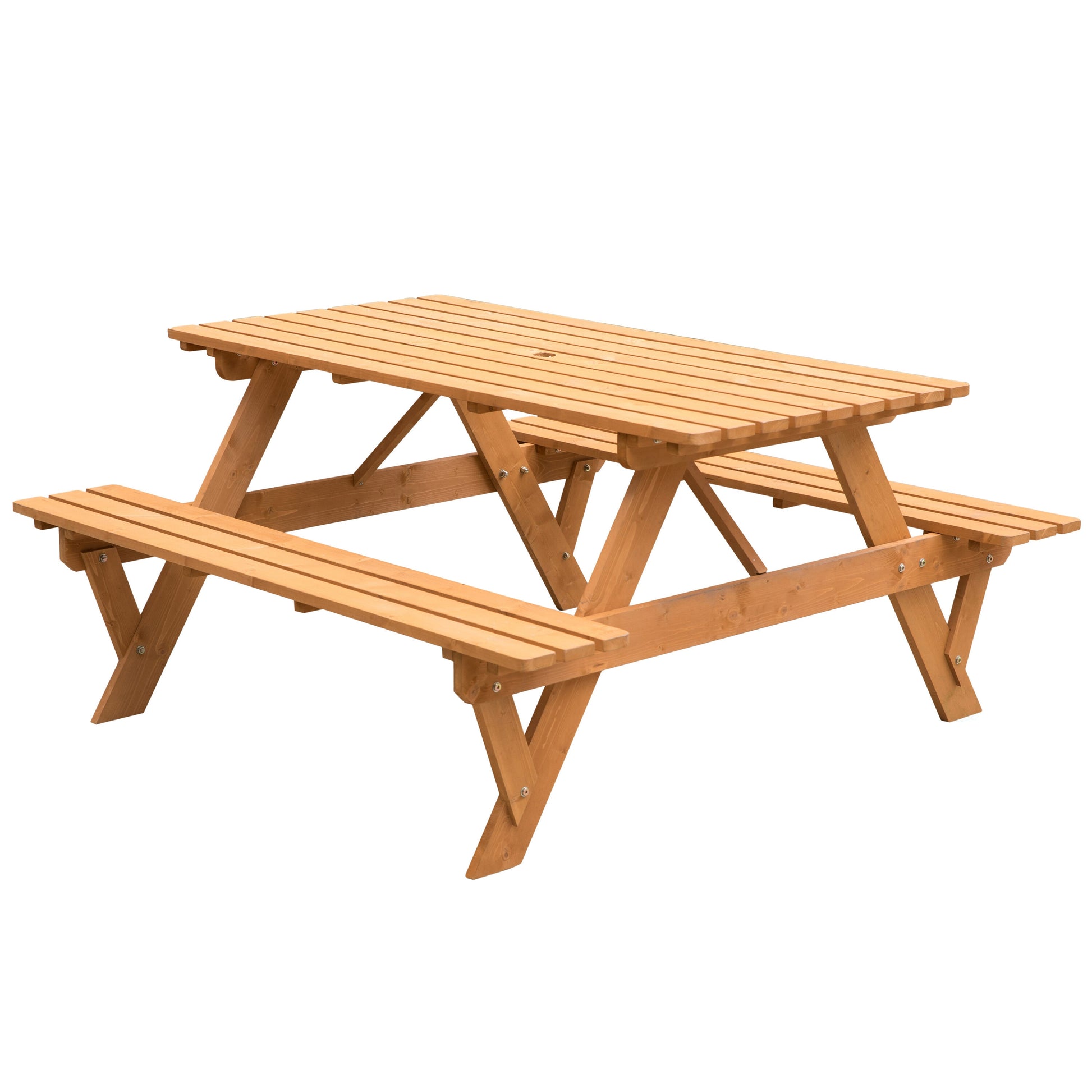 Gardenised 59-in Brown wood Rectangle Picnic Table