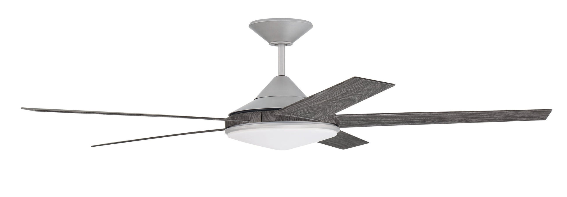 Craftmade Delaney 60-in Painted Nickel with Graywood Blades Integrated LED Uncovered Outdoor Smart Ceiling Fan With Light and Remote Included 5 -Blade