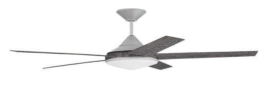 Craftmade Delaney 60-in Painted Nickel with Graywood Blades Integrated LED Uncovered Outdoor Smart Ceiling Fan With Light and Remote Included 5 -Blade